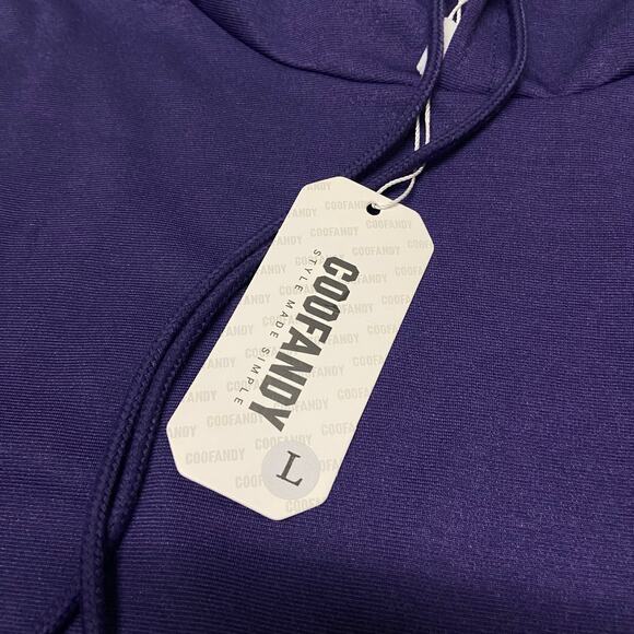 Coofandy Hoodie Dark Purple Draw String Preppy Light Weight Pocket Size L - Picture 4 of 15